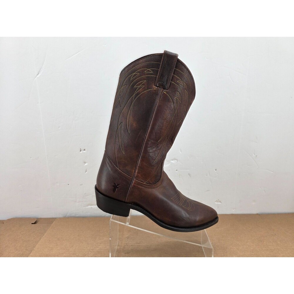 FRYE Stitch Pull On Brown Leather Cowboy Western Boots 87689 F 973 Sz11 D